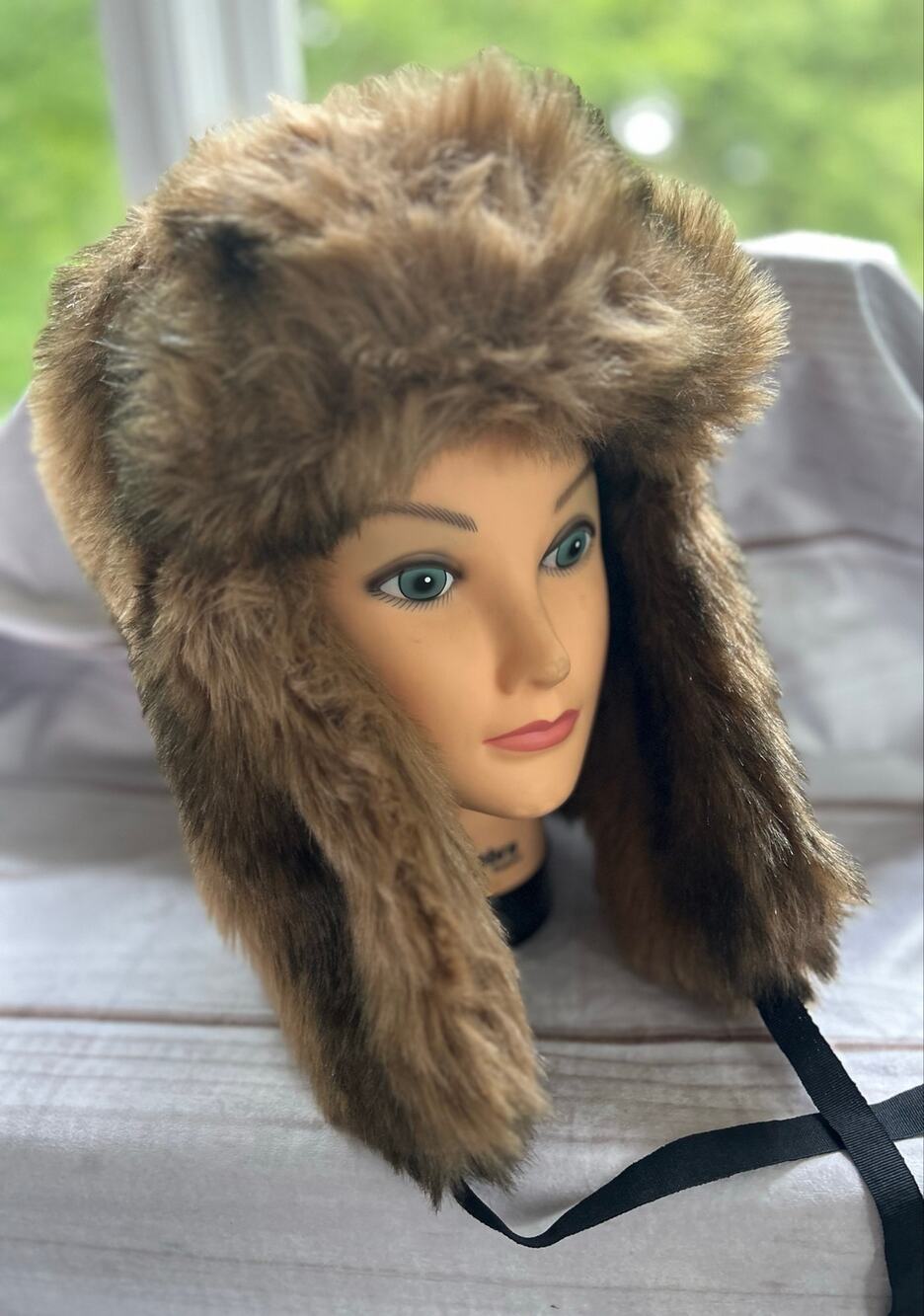 Broner Brown Faux Fur Trapper Hat Winter Ear Flap Y2K Ski Lodge Cabin outdoors